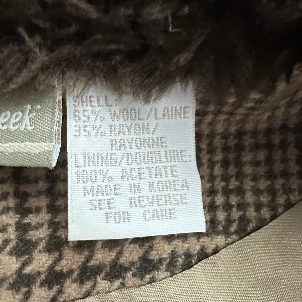 Coldwater Creek Womens Brown Tan Plaid Wool‎ Blend Faux Fur Collar Zip Vest 12